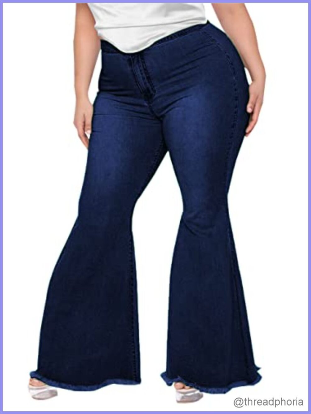 Plus Size Bell Bottom Jeans High Waist Flared Stretch Denim